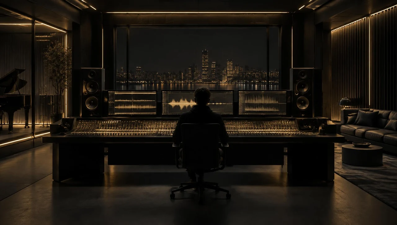 Soundflowmusic kontrollrum för musikproduktion
